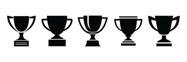 Trophy icon, silhouette, vector, outline, illustration isolated on white background.