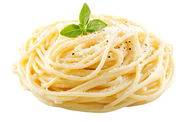 Creamy pasta isolated on transparent background, cut out, PNG