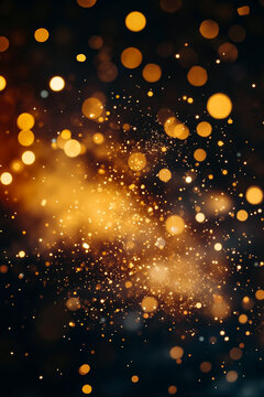 A black and gold background with a lot of lights