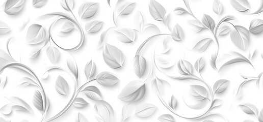 Seamless white paper leaf pattern background.