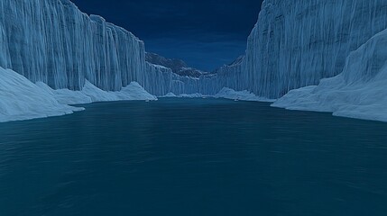 Glacial Fjord at Night Serene Arctic Landscape