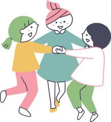 手を繋いで輪になる子供たち