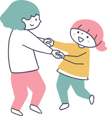 手を繋いで遊ぶ女の子たち