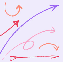 Naive boho seamless pattern. Repeating design element for printing on fabric. Red and blue arrows. Wallpaper and background. Minimalistic creativity and art. Flat vector illustration