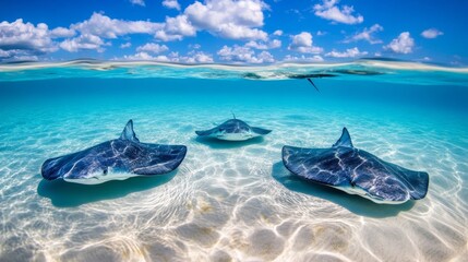 Obraz premium Dramatic Underwater Scene with Rays and Clear Water