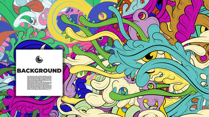 Colorful psychedelic illustration for any design such as background, music festival, book cover, summer flayer, homepage, or landing page.