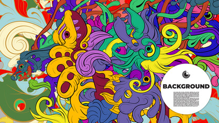 Colorful psychedelic illustration for any design such as background, music festival, book cover, summer flayer, homepage, or landing page.