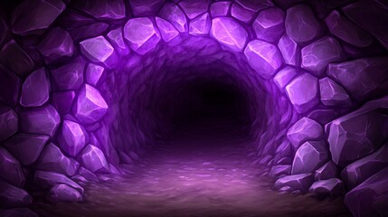 Fototapeta premium Glowing Purple Crystal Cave Tunnel Entrance