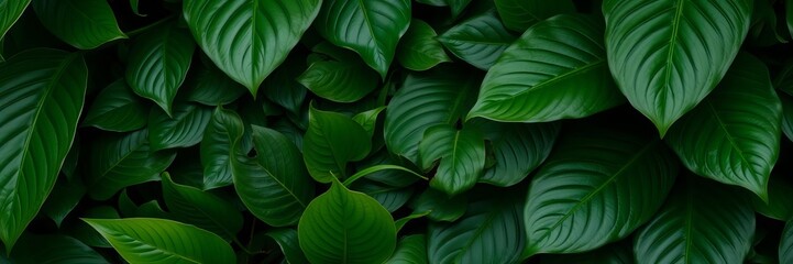 Dark green tropical leaf texture abstract pattern background, botanical, background