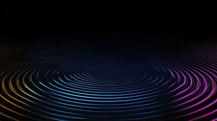 Obraz premium Colorful Abstract Ripples on Dark Background with Light Reflection