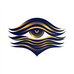 An abstract design featuring an eye surrounded by wavy lines, suggesting perception and insight.