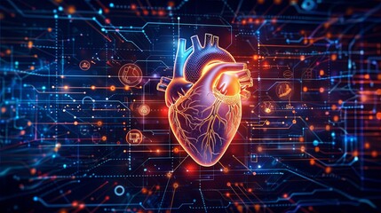Obraz premium Digital Human Heart: Technological Innovation in Cardiology