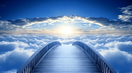 Obraz premium Heavenly Bridge Pathway to Sunlight Above Cloudscape