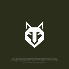 simple wolf fox geometric minimalist bold modern minimalist flat wolf head logo