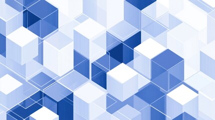 Obraz premium Abstract blue and white isometric cube pattern.