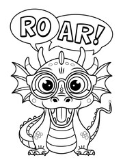Fototapeta premium Dragon coloring page for kids