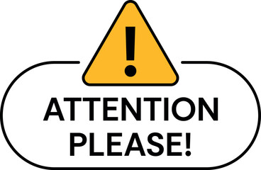 Attention please icon, badge, banner, sign. Editable Stroke