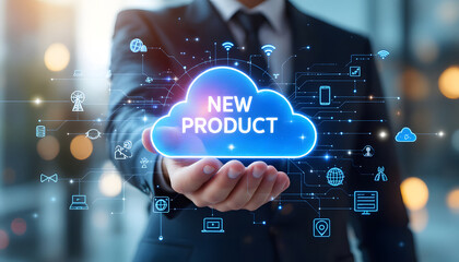 Fototapeta premium A glowing blue cloud labeled 