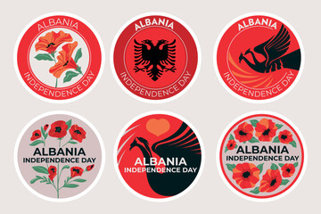 Set of sticker or badge for Albania Independence Day