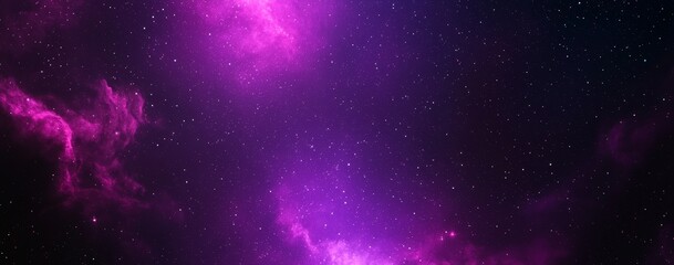 A vibrant cosmic scene featuring swirling pink nebulae against a dark, star-studded backdrop, evoking a sense of wonder and the vastness of space.