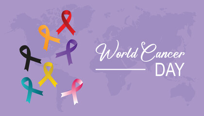 World Cancer Day creative concept design. Vector template for banner, greeting card, poster, prints, social media, flyer ,with background.