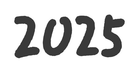 手書きの黒い2025の文字 - シンプルでかわいい西暦2025年のテキスト素材