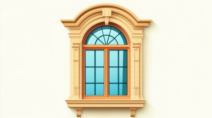Vintage Window Illustration for Design Project, white background. Ai generated image