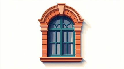 Vintage Window Illustration for Design Project, white background. Ai generated image