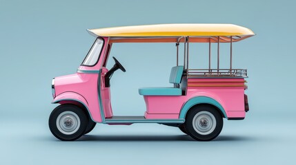 Fototapeta premium Tuk Tuk Thailand car in pastel colors. white background.