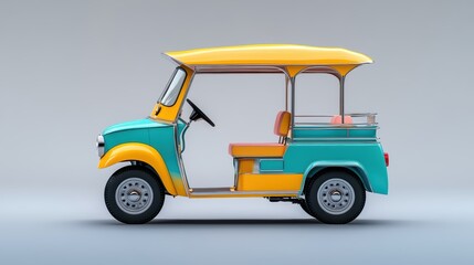Tuk Tuk Thailand car in pastel colors. white background.