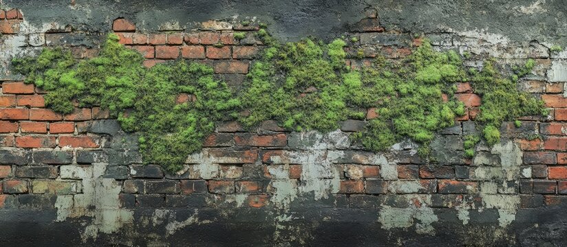 Moss transforming weathered brick walls illustrating nature's resilience in an urban environment with charm and character