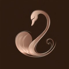 Elegant rose gold swan illustration.