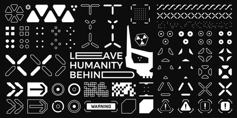 Cyberpunk Vector Elements, Dystopian HUD GUI, Streetwear.