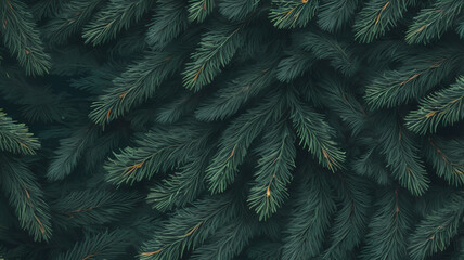 Evergreen Elegance: A rich tapestry of deep green pine branches, creating a lush and textured background perfect for winter holidays, nature themes, or rustic designs.  