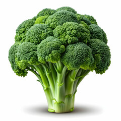 Fresh broccoli isolated on a transparent background, showcasing its vibrant green florets and sturdy stalks.