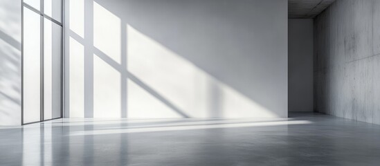 Obraz premium Minimalist interior of an undecorated apartment showcasing sleek gray tones and open spaces perfect for modern design inspiration