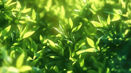Obraz premium Lush Green Leaves in Natural Light with Soft Focus for Freshness and Tranquility Emphasizing Nature's Beauty and Serenity