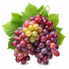 Obraz premium A bunch of grapes isolated on a transparent background, displaying plump, juicy purple or green grapes.