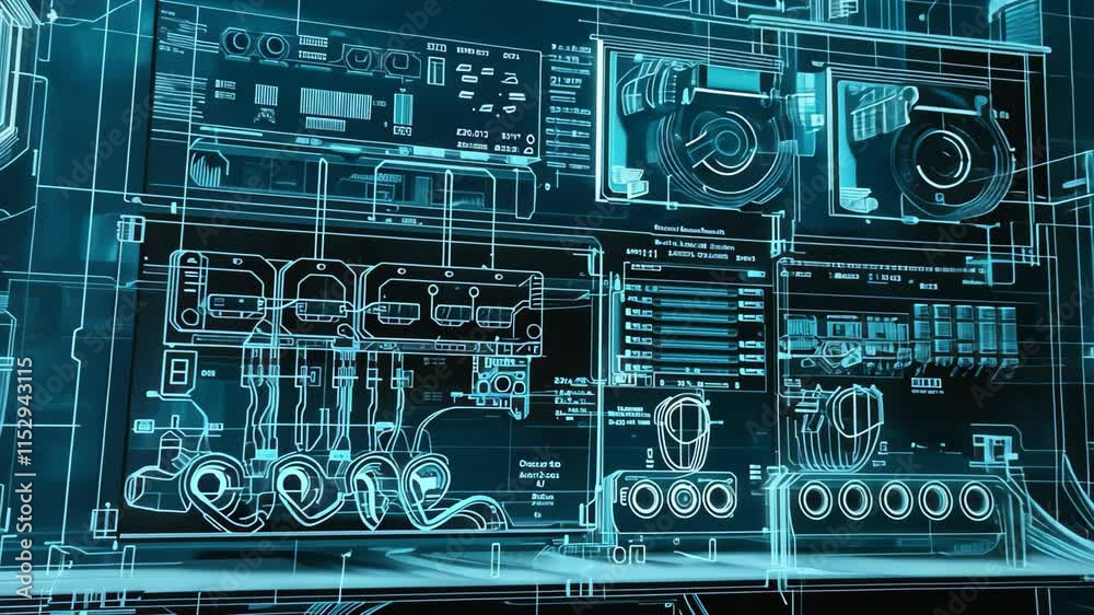 Poster a computer screen covered in a complex network of wires, showcasing a multitude of interconnected co