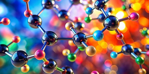 3D Rendered Beta-Hydroxybutyric Acid Molecule: Tilt-Shift Miniature Effect