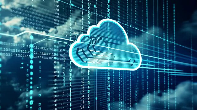 A single blue cloud effortlessly hovers in the expansive sky, creating a captivating visual spectacle, An opcode based representation of data in cloud storage