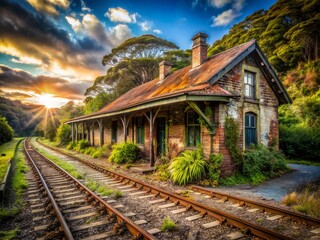 Obraz premium Abandoned New Zealand Railway Station, Urban Exploration Photography