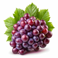 Fototapeta premium A bunch of grapes isolated on a transparent background, displaying plump, juicy purple or green grapes.