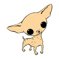 A Charming and Adorable Cartoon Chihuahua Featuring Big Eyes and a Playful Delightful Pose.Vector illustration. Pet shop
