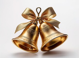 christmas bells with golden ribbon