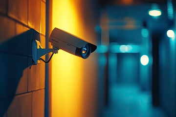 CCTV camera security or surveillance system in office building, Smart camera can record video all day and night to keep you safe from thieves. Surveillance camera Anti-theft system concept. 