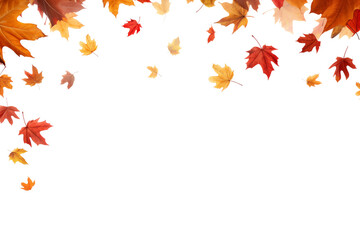 Obraz premium autumn leaves falling isolated on transparent background. Generative ai