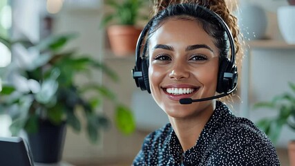 Smiling Customer Service Representative: A friendly and professional customer service representative with a bright smile and a headset, ready to assist and provide exceptional service.  
