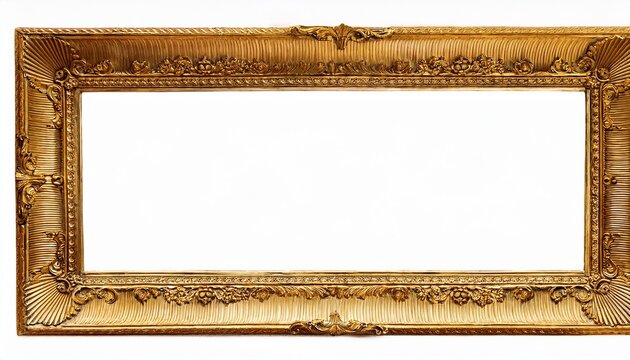 Ornate golden frame with intricate shell motifs, perfect for classic art, mirrors, or luxurious vintage interiors