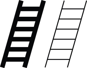 Stairs realistic icon set. Architectural object staircase up steps black flat and line vector collection isolated on transparent background. Modern templates interior staircase architecture direction.